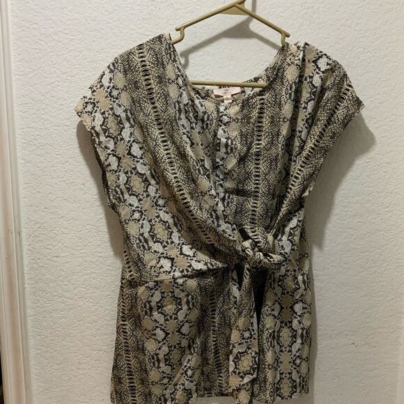 Como Vintage Wrap Snake Skin Blouse size L - Picture 1 of 8